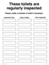 Wipe clean toilet inspection chart sign