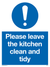 Please Keep the Kitchen Clean Sign