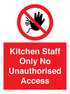 Kitchen staff only Prohibition Sign