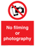 No filming or photography sign