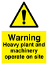 Warning Heavy plant and machinery on site sign