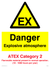 Danger explosive atmosphere ATEX Category 2 sign