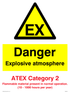 Danger explosive atmosphere ATEX Category 2 sign