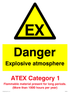 Danger explosive atmosphere ATEX Category 1 sign