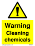 Warning cleaning chemicals sign