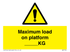 Maximum load on platform ___KG sign